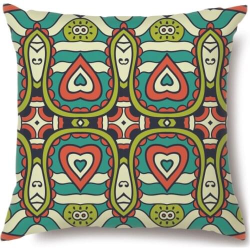 Artinlive Green Geometrical Hemp Pillowcase Plain Car Sofa Cushion Cover Cotton Linen Simple Pillowcases Fashion Decorate