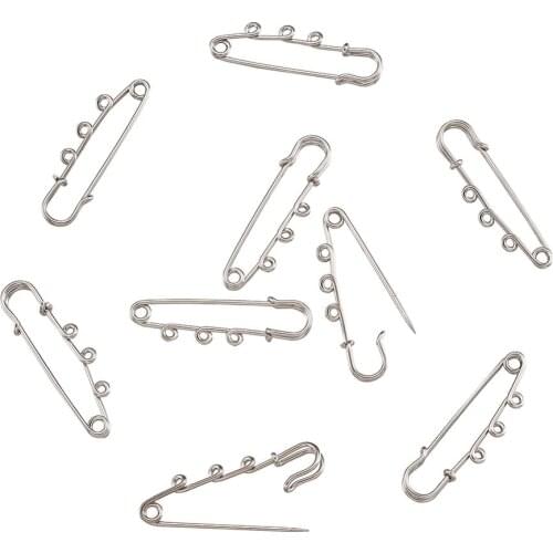 10pc 3 Holes Heavy Duty Large Iron Safety Pins 2.05" Metal Spring Lock Pin Fasteners for Blankets Kilts Brooch Crafts Making