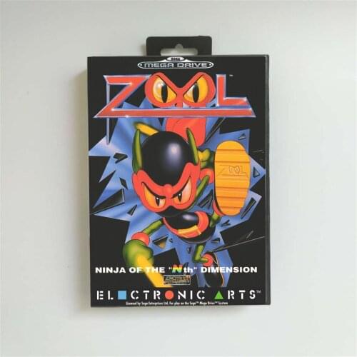 Zool - EUR Cover With Box 16 Bit MD Game Card for Sega Megadrive Genesis Video Game Console