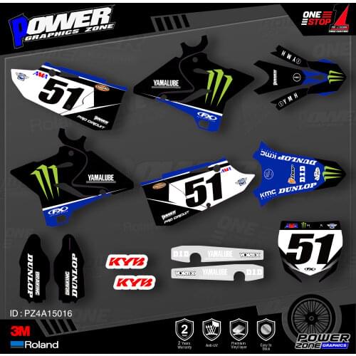 PowerZone Custom Team Graphics Backgrounds Decals 3M Stickers Kit For YAMAHA 2015 2016 2017 2018 2019 YZ125-250 016