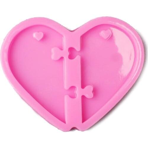 3 Pcs Love Heart Jigsaw Keychain Epoxy Resin Mold Jewelry Pendant Silicone Mould DIY Crafts Ornaments Decorations Casting T21F