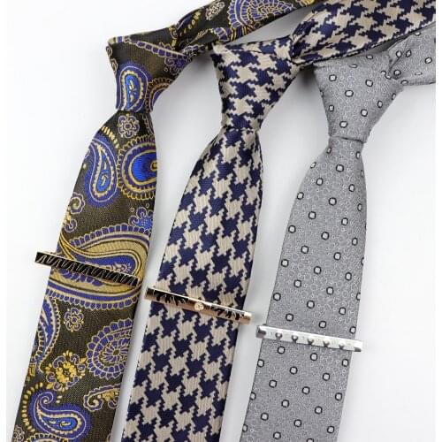 Tie&Clip Set Fashion Formal Striped Dot Necktie Clip 6cm Men Business Party Banquet Ties Design Gravata Arrow Tie Cool Match Hot