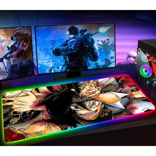 Rgb Black Clover XXL Mousepad Large Kawaii Computer Gaming Accessiores Mouse Pad 60X30 Mause Pad LED Backlit Mat Mausepad 25X35