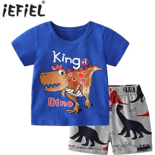 Infant Baby Boys Girls Summer Clothing Set Sports Suit Children Cartoon Short Sleeve T-shirt+Shorts Toddler Homewear Kid Outfits
