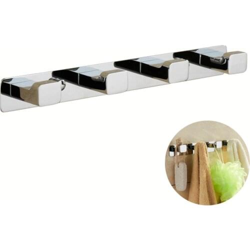 Leyden Chrome-plated Stainless Steel And Zinc-Alloy Modern 6 Rows Wall Mounted Bathroom Kitchen Robe Hooks Bathroom Accessories