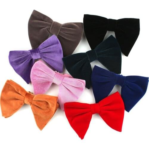 Linbaiway Velvet Big Bowties for Women Mens Groom Wedding Bow Tie Skinny Gravatas Slim Black Cravat Accessories Custom LOGO