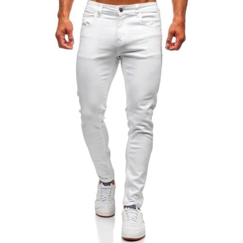 Fashionable White High Street Jeans Mens Casual Jeans Pants White Jeans Boyfriend Pants