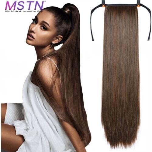 MSTN 32" Ultra Synthetic Long Wrap Around Straight Ponytail Hair Wig Hair Extension Clip In Ponytail Fake Hair Extensions