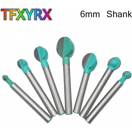 4/5/7pcs 6mm Shank Ball Nose End Mill Ruoter Bit Set Round Carving Core Box Bit Carbide-tipped Milling Cutter for Wood