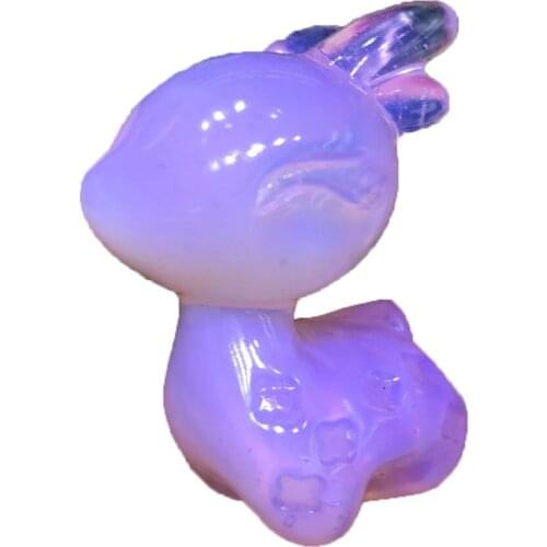 Natural Crystal Hand-Carved Opal Animal Deer Healing Reiki Repair Chakra Mineral Quartz Home Decor Gift