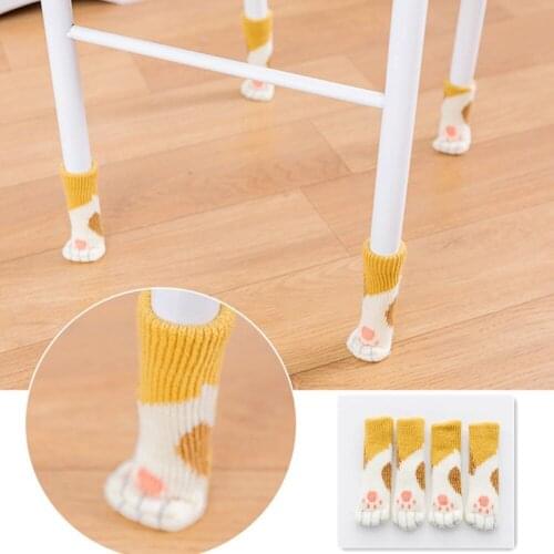 4pcs Chair Leg Socks Cloth Floor Protection Knitting Wool Socks Anti-slip Table Legs Furniture Feet Sleeve Cover Table Chair Pad