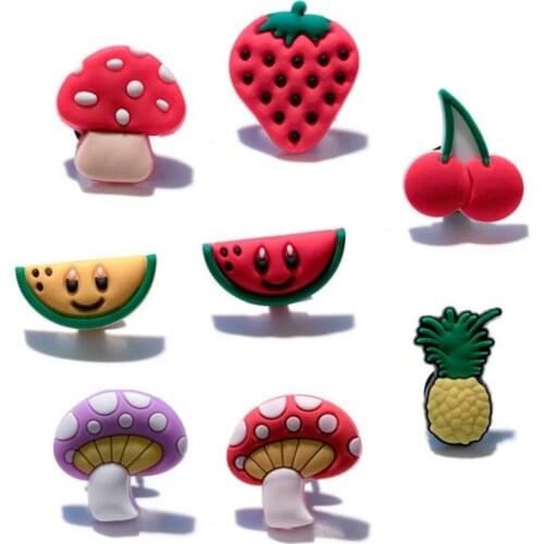 Single Sale 1pc Fruits&Flowers PVC Shoe Charms,Shoe Buckles Accessories Fit Bands Bracelets Croc JIBZ,Kids Party X-mas Gifts