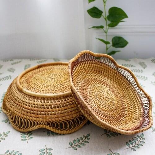 Autumn rattan lace fruit basket snacks dried fruit platos pastry plate storage тарелки для еды 접시 service de table assiette