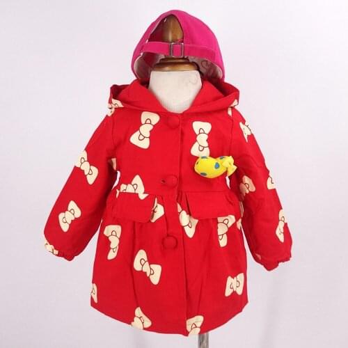 2-5T Top Quality Little Baby Girls Trench Coat Jeans Denim Hoodies Jackets Kids Childrens Clothing Outwear For Autumn Winter