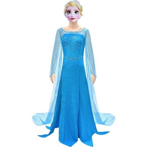 Fast delivery Princess Dress cosplay Elsan Dress For Girls Clothing Cosplay Queen Elsa Anna Costume Christmas Party Kid Clothing