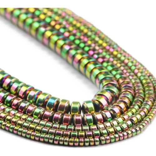 Flat Cylinder Round Shape New Green Hematite Natural Stone Charm Spacers Loose Beads For Jewelry Making DIY Bracelets 3/4/6/8MM