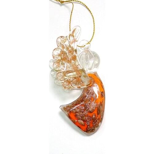 Hanging Murano Glass Angel Ornaments Orange Gold Foil Craft Figurines Lovely Xmas Gifts For Kids Home Decor Pendant Accessories