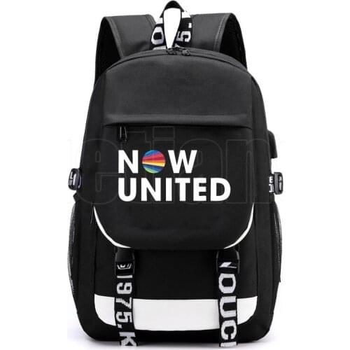 Now United high quality Backpack Women Zipper Large Bags Men Anti-theft UN Team Now United Lyrics School Bags for Teenage Girls