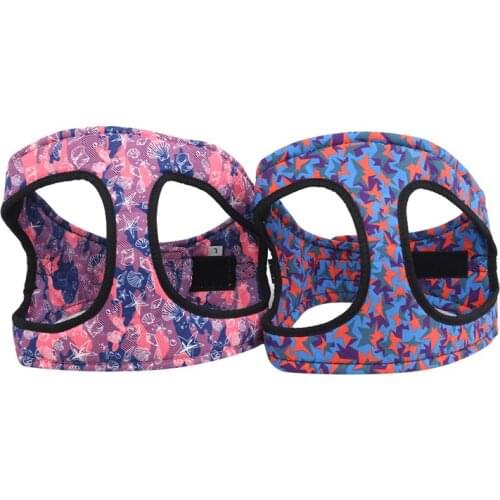 Dog Harness For Small Medium Dogs Breathable Adjustable Pet Harness Printed Puppy Harness Vest Outdoor Dog Walking Supplies
