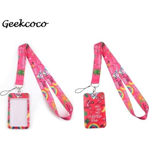 J1936 Cartoon Bird Lanyard for keys Phone USB Badge Holders Webbing PVC Credit Card Holder Cute ID Card Case
