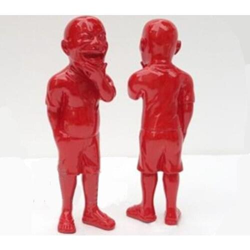 MODERN ART SCULPTURE CREATIVE ABSTRACT YUE MINJUN WELCOME CHARACTER LIVING ROOM DESKTOP HOME DECOR BUSINESS GIFT A772