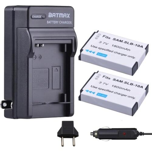 SLB-10A SLB 10A SLB10A Camera Batteries + Single Charger for Samsung HMX-U10 HMX-U100 SL720 SL310W SL820 HZ15W HZ10W ES60
