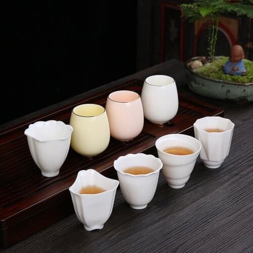 Fat Jade White Porcelain Master Cup Tea Cup Heart Sutra Kiln Changing Bowl Jianzhan Tea Bowl Cup