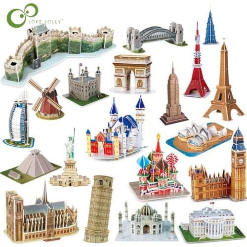 Tourist Souvenirs World Famous Places Arechitectural Landmark Models 3D Children Early Education Paper Jigsaw Puzzle Toys DDJ