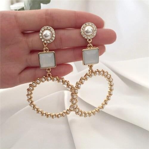 High Quality Handmade Hoop Earrings Gold Color Hoop With Pearl Twist Clutch Drop Earrings For Women Jewelry Best Gift Wholesale