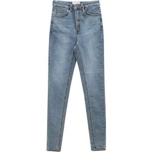 Women Fashion Solid Jeans Stylish Vintage High Waist Stretch Skinny Denim Skinny Pencil Pants for Girl Bodycon Female Trousers