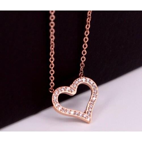 Fashion Simple Temperament Crystal Micro Peach Heart Necklace Woman Necklace Jewelry Wholesale For Women Gifts