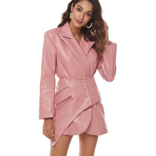 Women Spring Coat Korea New Fashion Casual Style Irregular Skirt Medium Length Fur Overcoat Slim Clothes Turn-Down Collar