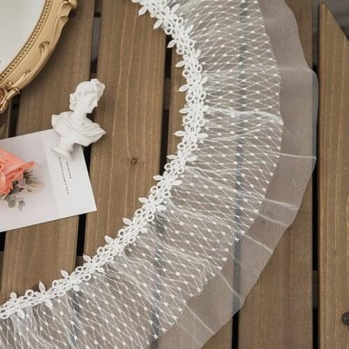 1 Yard Embroidery Lace Fabric 12 Cm White Tulle Lace Ribbon Sewing DIY Decorative Dress Sweater Garment Craft Lace Fabric