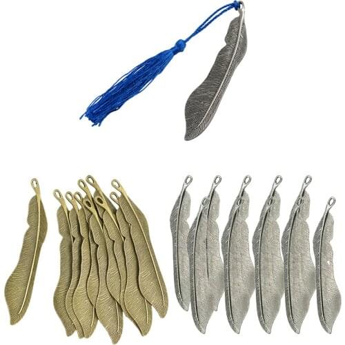 10 11cm Metal Feather Bookmark Hooks Beading Book Marks DIY Jewelry Findings