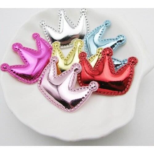10pcs PU Leather Crown Ball Padded Appliques For clothes DIY Baby Hair Clip Headwear Decor Ornament Accessories