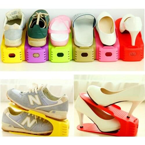 100pcs/lot one-piece Three-dimensional shoe hanger double layer simple double-deck DIY plastic Colored shoes storage rack SN838