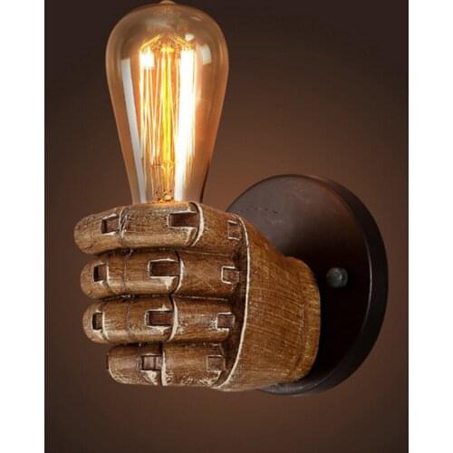 110V 220V Wall Lamp E27 Resin Fist Hand Art Decor Lighting Fixtures for Bedroom Dining Room Kitchen Bars Decoration