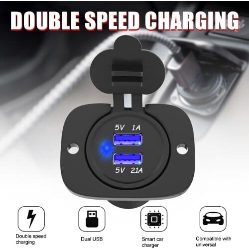 12-24V 3.1A Dual USB Socket Charger Adapter Outlet Power Universal USB Socket Plug Waterproof for Car Motocycle Truck Marine