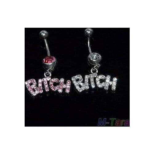 Bitch White Pink Crystal Body Puncture Surgery Belly Ring Jewelry Belly Button Online Wholesale 12pcs'lot Free Shipping