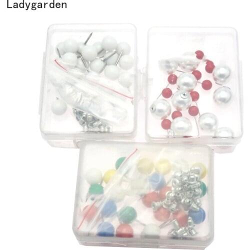 3Boxes Multi-color Straight Pins Dress Wedding Crafts Pearl Sewing Needles DIY Round Head Dressmaking Corsage Accessories