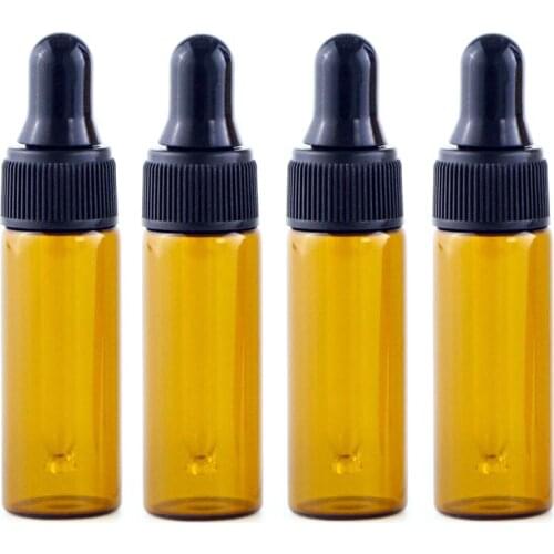 50pcs Small Amber Perfume Bottles Small Dropper Vial For Essential Oil 5ml Glass Dropper Bottles