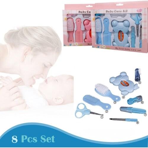 8 Pcs/Set Baby Kids Nail Hair Health Care Thermometer Trimmer Scissors Manicure Newborn Baby Scissors Safety Stainless Steel 25L