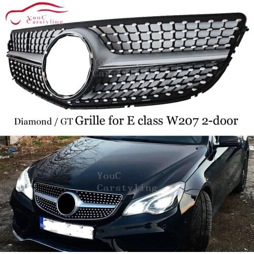 Diamonds grille W207 GT Front Bumper Grill Mesh AMG Silver for Mercedes E class W207 2010 - 2016 E200 E250 E300 E350 E400