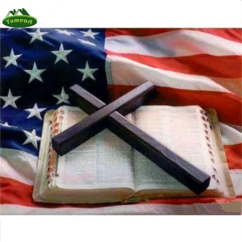 Diamond Embroidery By Number Cross and Book 5D DIY Diamond Painting Amercan Flag Pattern Cross Stitch Sewing YHAll Sticker