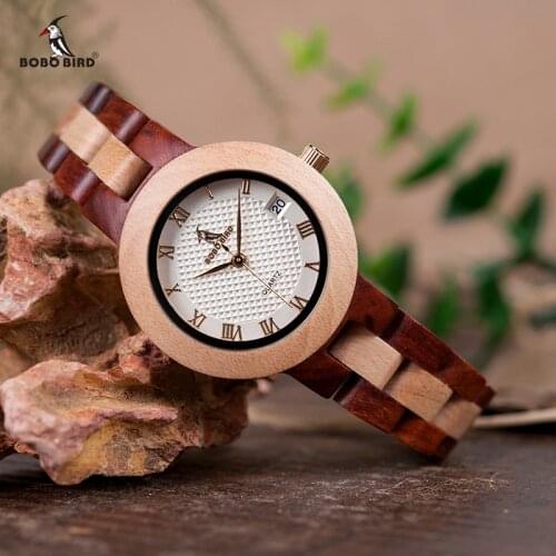 BOBO BIRD Two-tone Wooden Watches Women Top Luxury Brand Lady Timepieces Quartz Wrist Watches in Wood Gift Box Dropshipping OEM
