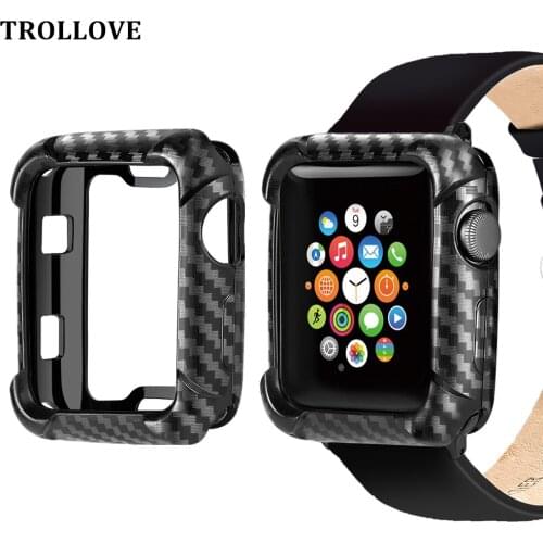 TPU Case for Apple Watch 5 4 40MM 44MM Frame Full Protective Bumper Cover for iWatch Series 3 2 1 38MM 42MM Carbon Fiber Shell