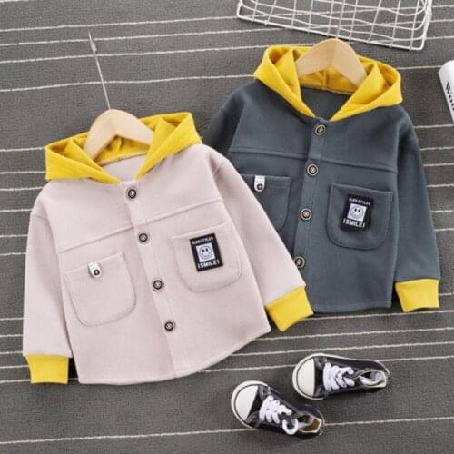 Children Color Matching Hooded Jacket Tops Girl Spring Autumn New Outerwear Boy Baby Vitality Long Sleeve Single Breasted Coat
