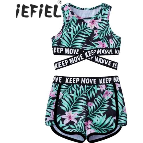 Kids Girls Swimsuits Swimming Suit Swimwear Sleeveless 2Pcs Tops Briefs Bikinis Set Bathing Suits Beachwear Summer Holiday Sets