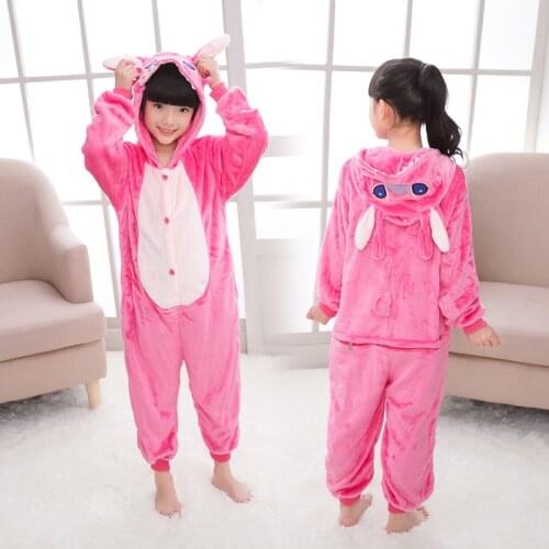 Kigurumi Children Stitch Pajamas Winter Sleepwear Boys Onesies Girls Pajama Set Cute Unicorn Panda Animal Kids Flannel Pyjama