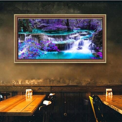 Hot new product AB diamond embroidery forest scenery 5d DIY diamond painting lake view mosaic home decoration